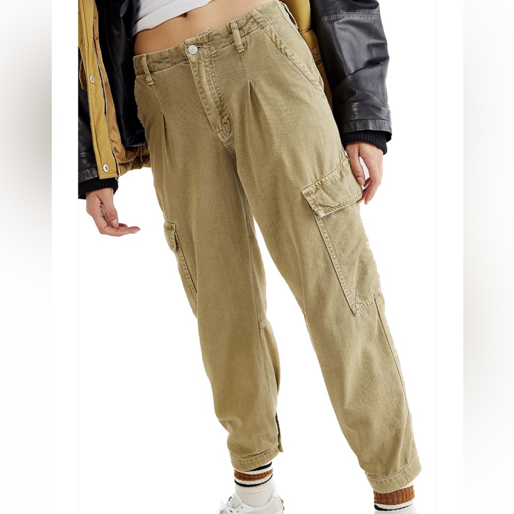 NWT Free People High Rise First Light 8 Boa Green Utility Pants